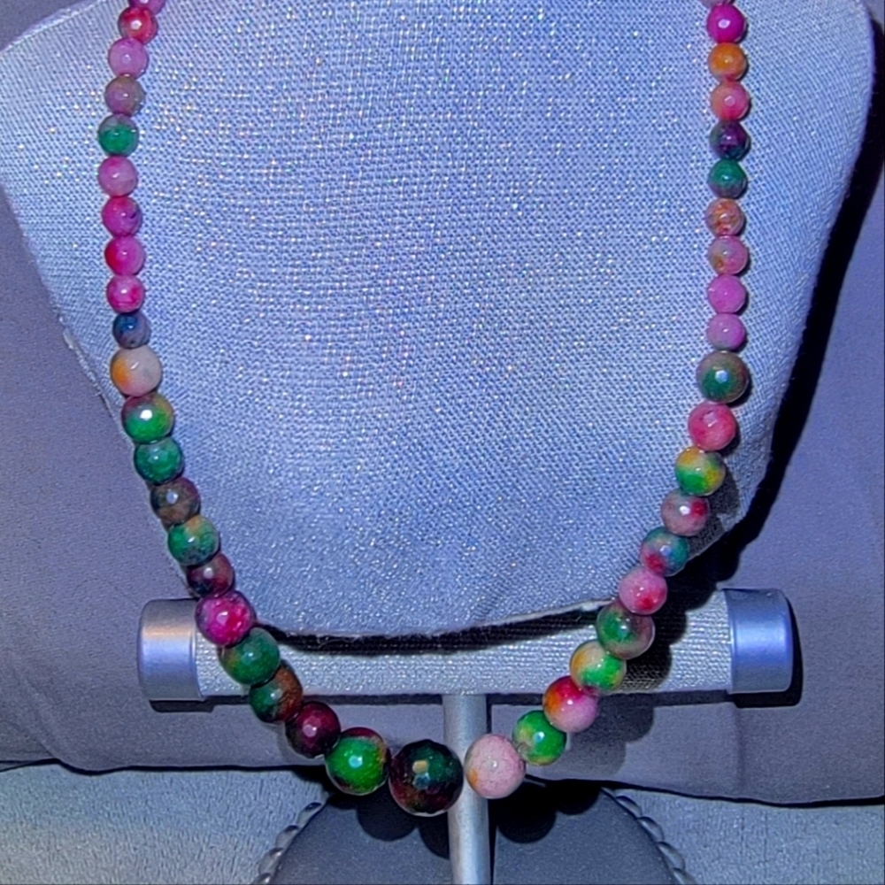 6-14mm Natural Color Faceted Candy Jade / Jadeite Gemstone Necklace 18'' Unisex - Picture 5 of 10